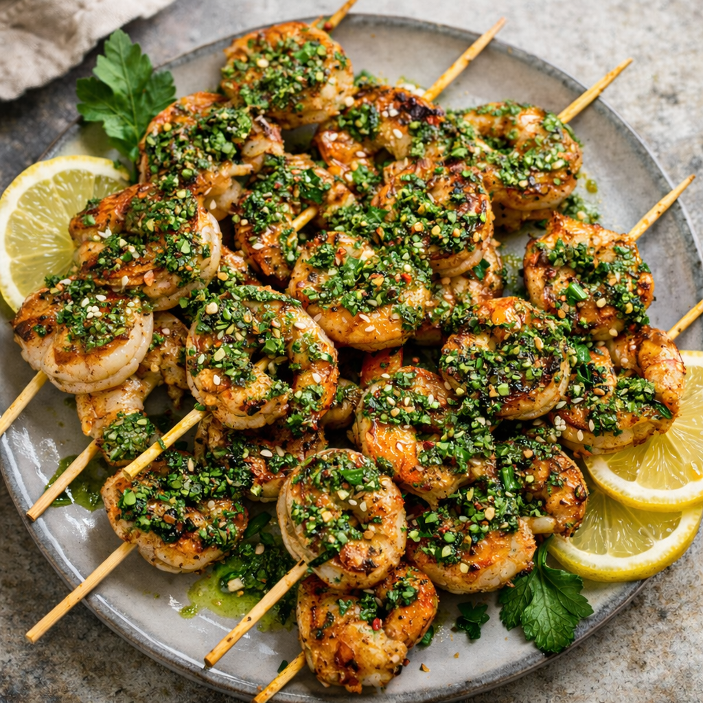 Chimichurri Grilled Shrimp Skewers