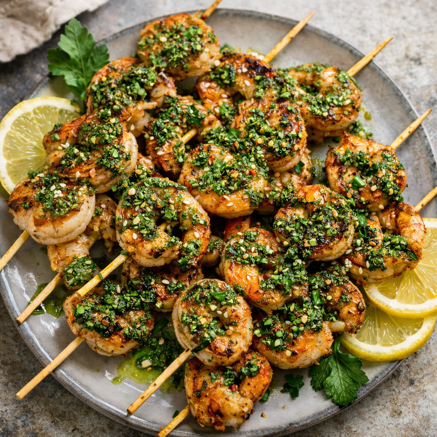 Chimichurri Grilled Shrimp Skewers
