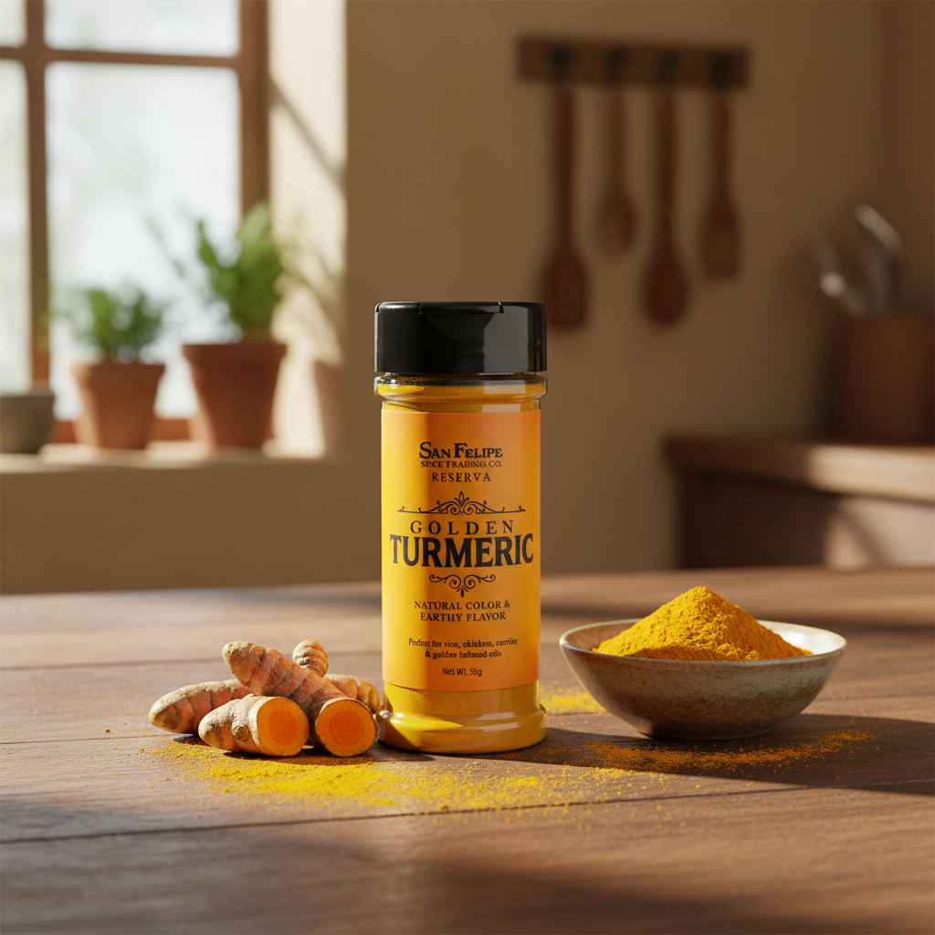 Premium Ground Turmeric | Reserva Series Golden Rice & Stew Seasoning | San Felipe Spice Trading Co.