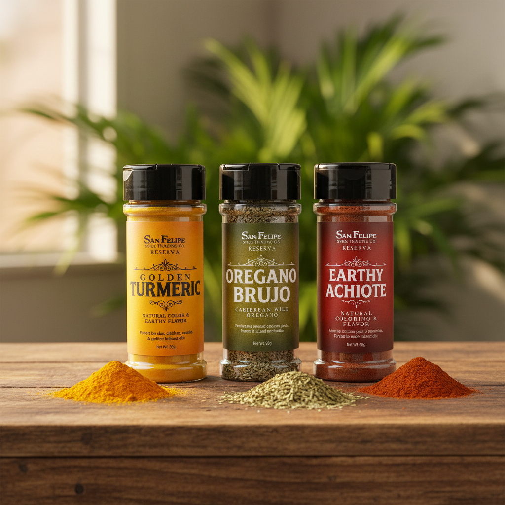 Puerto Rican Spice Bundle: Turmeric, Achiote, Oregano Brujo | Caribbean Seasoning Gift Set | Latin Cooking Spices for Sofrito & Yellow Rice
