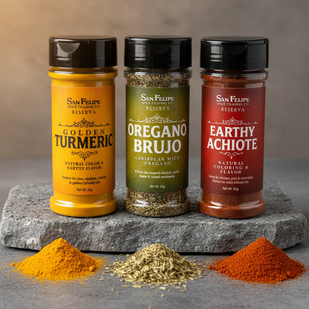 Puerto Rican Spice Bundle: Turmeric, Achiote, Oregano Brujo | Caribbean Seasoning Gift Set | Latin Cooking Spices for Sofrito & Yellow Rice