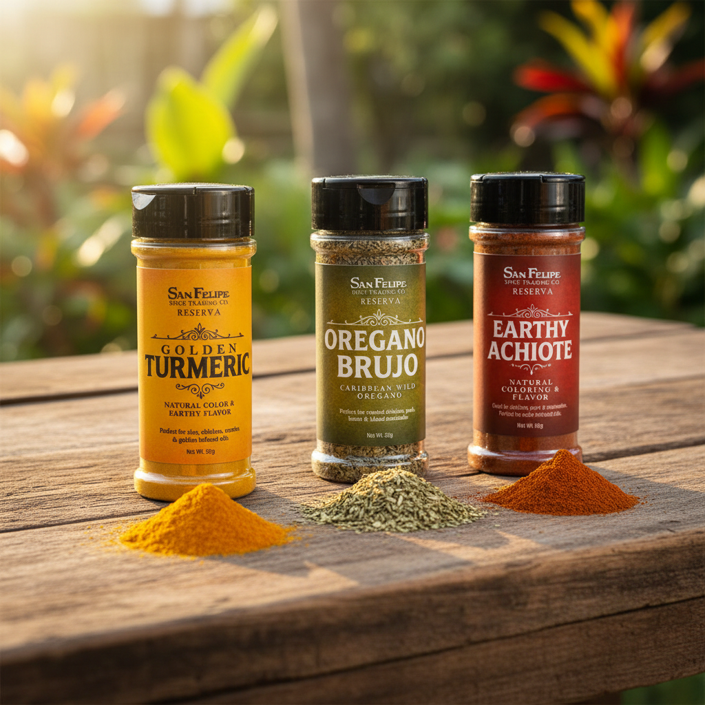 Puerto Rican Spice Bundle: Turmeric, Achiote, Oregano Brujo | Caribbean Seasoning Gift Set | Latin Cooking Spices for Sofrito & Yellow Rice