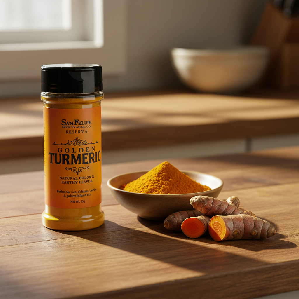 Premium Ground Turmeric | Reserva Series Golden Rice & Stew Seasoning | San Felipe Spice Trading Co.
